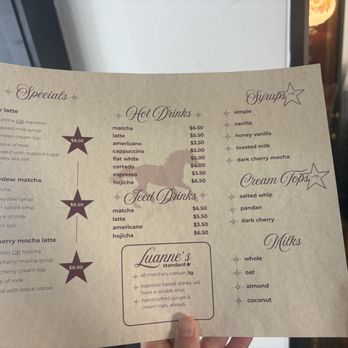 Luanne's coffee and matcha - Menu - Coffee & Tea Near Me - Austin, Texas