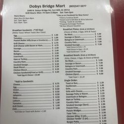 Doby Bridge Mart - Menu