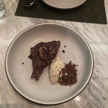 Hawksworth Restaurant - Sourdough brownie and ice cream - Canadian (New) Near Me - Vancouver, British Columbia Hawksworth Restaurant - Sourdough brownie and ice cream - Canadian (New) Near Me - Vancouver, British Columbia