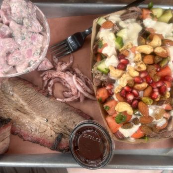 KG BBQ - Potato salad, brisket, Lamb Rice Bowl - Egyptian Near Me - Austin, Texas