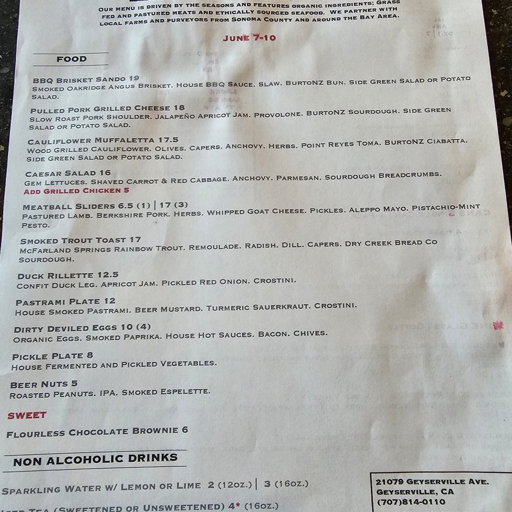 Corner Project Ales & Eats - Menu. July 7-10th - Gastropubs Near Me - Geyserville, California