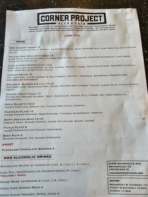 Menu photo 4 Corner Project Ales & Eats Geyserville, CA