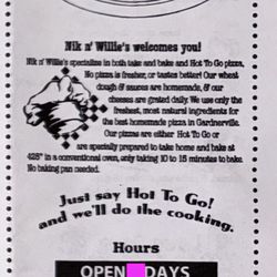 Nik n' Willie's - Menu 12/28/25