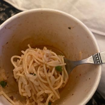 Kuma Sushi - angel hair pasta trying to pass as rice noodles - Sushi Bars Near Me - Los Osos, California