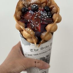 The boba tea shop - Berry Bubble waffle with ube cream