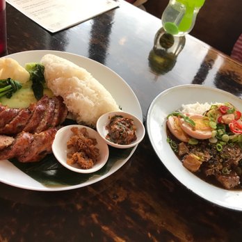 Taurus Ox - Lao pork sausage and thom khem pork belly (cabbage patty was so good!)! Yummmmm - Laotian Near Me - Seattle, Washington