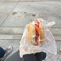 Lox on toasted plain bagel Lox on toasted plain bagel
