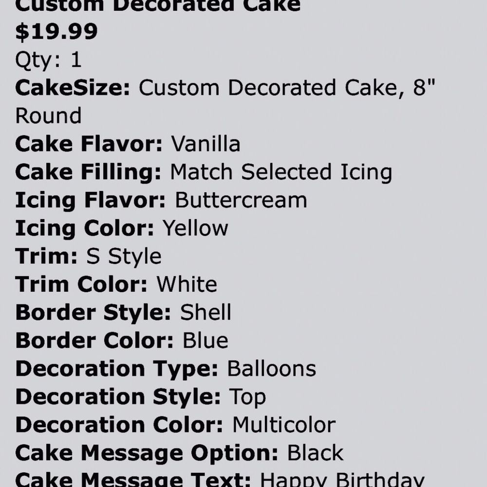 Publix - a list of items for a cake - Drugstores Near Me - Loganville, Georgia
