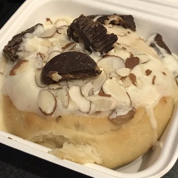 Cinnaholic - Marshmallow Frosting Cinnamon Roll with Almonds and PB Cups - Desserts Near Me - Seattle, Washington
