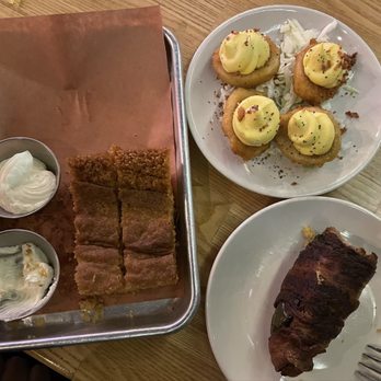 Honor BBQ - Corn bread, Crispy Deviled Eggs, and a Texas Twinkie - Barbeque Near Me - Las Vegas, Nevada Honor BBQ - Corn bread, Crispy Deviled Eggs, and a Texas Twinkie - Barbeque Near Me - Las Vegas, Nevada