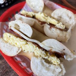 Nezuntoz Cafe - Morning Bagel on egg, bacon , mozzarella