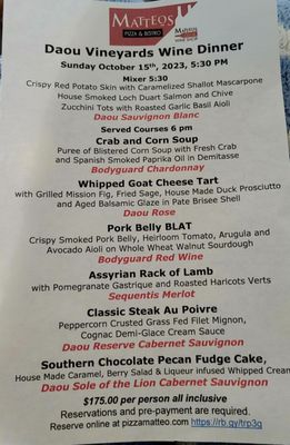 Menu photo 2 Matteo's Pizza & Bistro Carmichael, CA