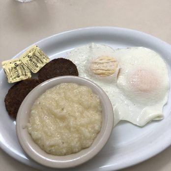 Eddy's Cafe - Breakfast special. 2 over easy eggs, grits, and two sausage patties. - Breakfast & Brunch Near Me - Virginia Beach, Virginia