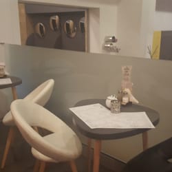 Karafka Bistro & Cafe - The table closer to the corner has an outlet!