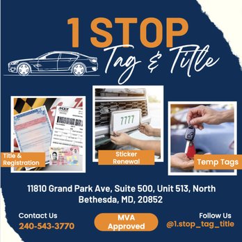 1 Stop Tag and Title - Registration Services Near Me - North Bethesda, Maryland 1 Stop Tag and Title - Registration Services Near Me - North Bethesda, Maryland