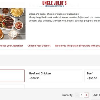 Uncle Julio's - UJ website on 8.18.25 after they have fixed the mistake for kitchen printing but no one has contacted me. Wording at top is now incorrect. - Mexican Near Me - Dallas, Texas Uncle Julio's - UJ website on 8.18.25 after they have fixed the mistake for kitchen printing but no one has contacted me. Wording at top is now incorrect. - Mexican Near Me - Dallas, Texas