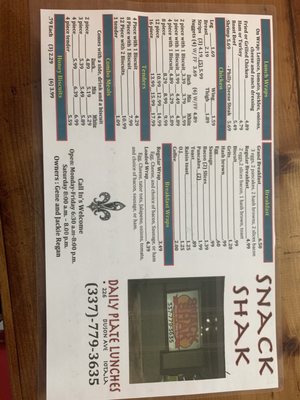 Menu photo 2 Snack Shak Iota, LA Menu photo 2 Snack Shak Iota, LA