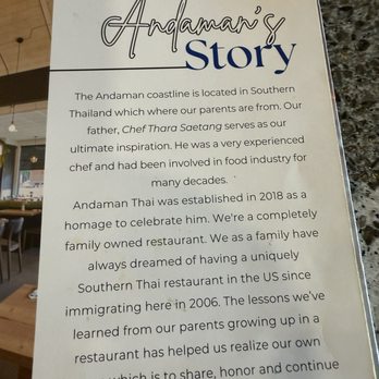 Andaman Thai - Family story - Thai Near Me - Walnut Creek, California