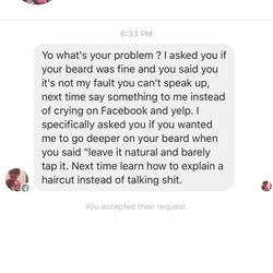 Fade City Barber Lounge - So I got this message on my Facebook?  Way to keep it professional.. what a joke..