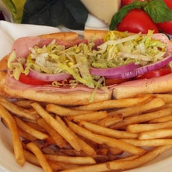 Salvatore's Pizzeria - Delicious Italian sub with fries.