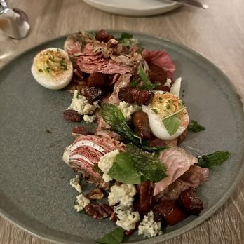 Driftwood - Charred radicchio with pork belly, deviled egg - Seafood Near Me - Seattle, Washington Driftwood - Charred radicchio with pork belly, deviled egg - Seafood Near Me - Seattle, Washington