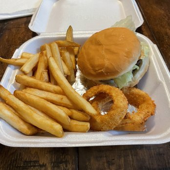Cook Out - 1/4 lb burger with fries and onion rings - Burgers Near Me - Fayetteville, North Carolina