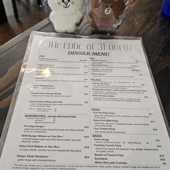 The Edge At 31 North - Dinner menu - Asian Fusion Near Me - Urban Honolulu, Hawaii The Edge At 31 North - Dinner menu - Asian Fusion Near Me - Urban Honolulu, Hawaii