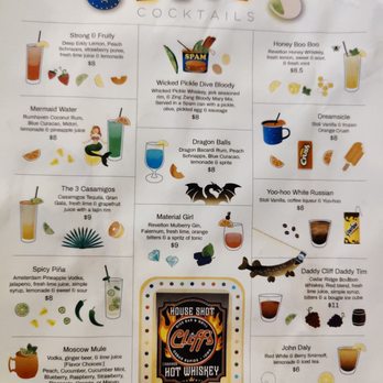 Cliff's Dive Bar & Grill - Colorful idea and wonderful display for cocktail drinks. - Dive Bars Near Me - Cedar Rapids, Iowa