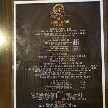 Thyme On The River - Dinner Menu - Cajun/Creole Near Me - Portsmouth, Virginia Thyme On The River - Dinner Menu - Cajun/Creole Near Me - Portsmouth, Virginia