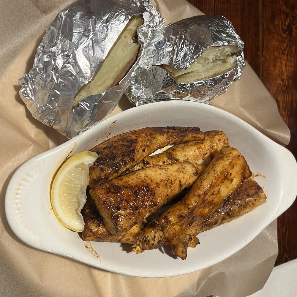 The Great Catch - Blackened Mahi Mahi Bites Dinner with Baked Potatoes - Seafood Near Me - Lutz, Florida The Great Catch - Blackened Mahi Mahi Bites Dinner with Baked Potatoes - Seafood Near Me - Lutz, Florida