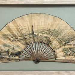 Artistic Picture Framing - This historic souvenir from a Paris exhibition of 1900 is preserved inside a deep shadow box- natural light oak frame.