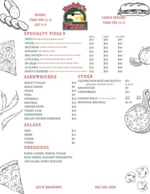 Menu photo 1 Buddy's Pizza Frankfort, KY Menu photo 1 Buddy's Pizza Frankfort, KY