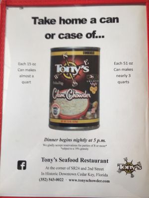 Menu photo 8 Tony's Seafood Restaurant Cedar Key, FL