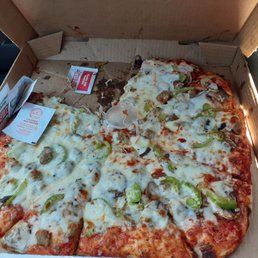 Sausage, mushrooms, green peppers Sausage, mushrooms, green peppers