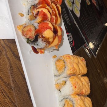 Saika Sushi - top Autumn Roll bottom is Sea Angel Roll - Sushi Bars Near Me - Depew, New York