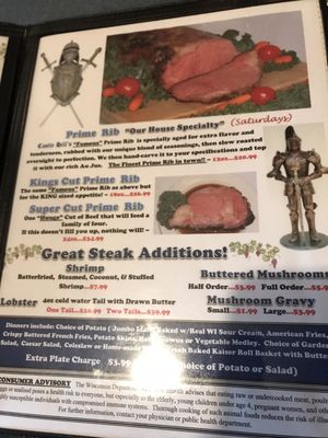 Menu photo 2 Castle Hill Supper Club Merrillan, WI