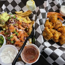 Bellevue Bowl - Loaded fries and 1/2 lb boneless sriracha honey chicken