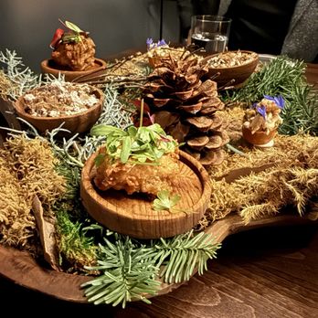 Seline - Foraging the forest (truffle/squash/pepitas, maitake tempura, smoked sturgeon) - Seafood Near Me - Santa Monica, California Seline - Foraging the forest (truffle/squash/pepitas, maitake tempura, smoked sturgeon) - Seafood Near Me - Santa Monica, California