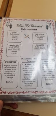 Menu photo 1 Bar Colonial Buenos Aires, C