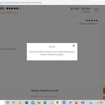 Coyote Creek - ApartmentFinder.com keeps erroring out every time I try to submit 1-star review - Apartments Near Me - Washington, Utah Coyote Creek - ApartmentFinder.com keeps erroring out every time I try to submit 1-star review - Apartments Near Me - Washington, Utah