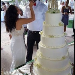 Shelly's Cakes and Catering - Weddings! Our 6 tier beauty! Made with a silk butter cream frosting!