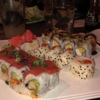Blue Sushi Sake Grill - Vegan Hot Night (left), vegan hot popper (middle), Vegan South Pacific (right) - Sushi Bars Near Me - Omaha, Nebraska