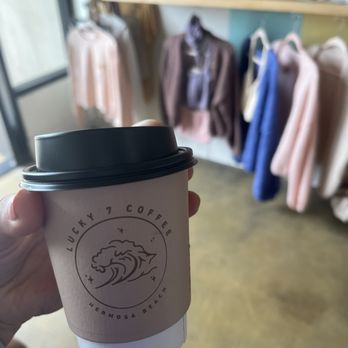 Lucky 7 Coffee - Flat White + small boutique in the background - Coffee & Tea Near Me - Hermosa Beach, California Lucky 7 Coffee - Flat White + small boutique in the background - Coffee & Tea Near Me - Hermosa Beach, California