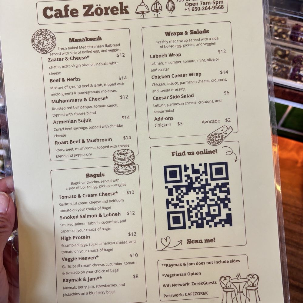 Zorek - Menu as of 3/27/2026 - Cafes Near Me - San Bruno, California Zorek - Menu as of 3/27/2026 - Cafes Near Me - San Bruno, California