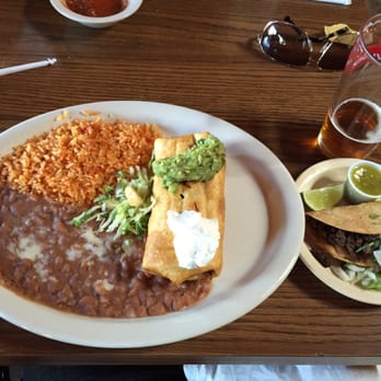 El Campestre DOS - Chimichanga dinner with a carne Assad taco side and Sierra Nevada - Mexican Near Me - Newman, California