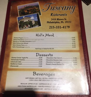 Menu photo 5 Tuscany Ristorante Philadelphia, PA Menu photo 5 Tuscany Ristorante Philadelphia, PA