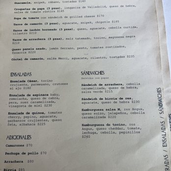 Merci Paseo 60 - Menu Dec 2023 - different from others posted , i came for eggplant tacos which they dont have - French Near Me - Centro, YUC Merci Paseo 60 - Menu Dec 2023 - different from others posted , i came for eggplant tacos which they dont have - French Near Me - Centro, YUC