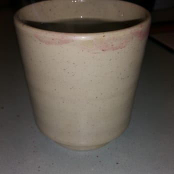 Kahala Sushi - Here is the fresh cup of tea the waitress gave me. GOOD thing I checked the cup before drinking! BTW that isn't my lipstick! - Sushi Bars Near Me - Honolulu, Hawaii