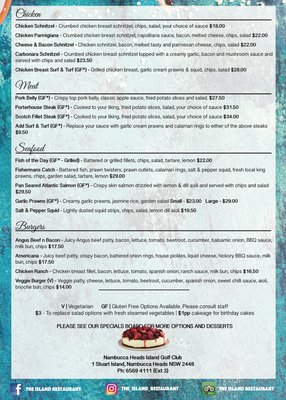 Menu photo 2 The Island Restaurant Nambucca Heads, NSW Menu photo 2 The Island Restaurant Nambucca Heads, NSW