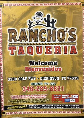 Menu photo 8 Rancho's Taquieria Dickinson, TX Menu photo 8 Rancho's Taquieria Dickinson, TX